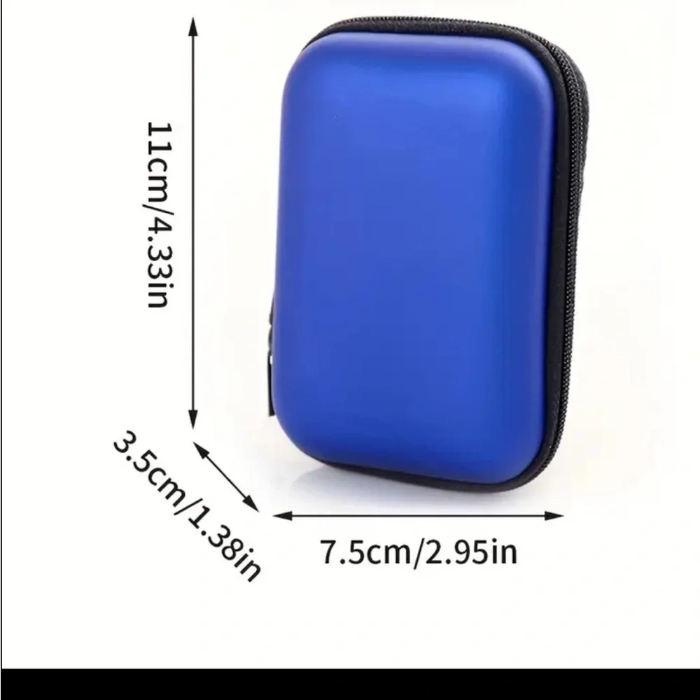Blue Hard Shell Travel Case for Earbuds Chargers Small Electronics